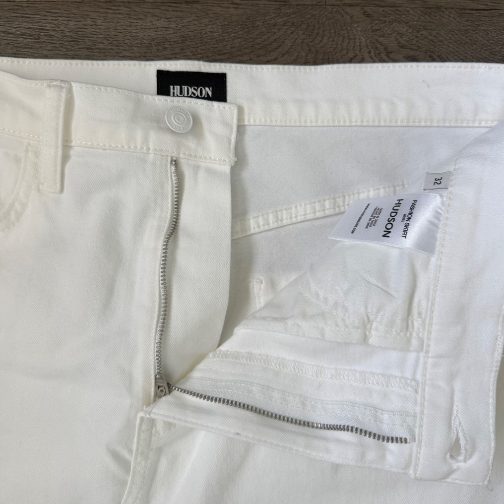 Hudson‎ White Denim Midi Skirt Size 32 NWT High Rise Front Slit Stretch Cotton - Picture 7 of 11
